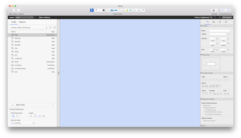 One window for layout
