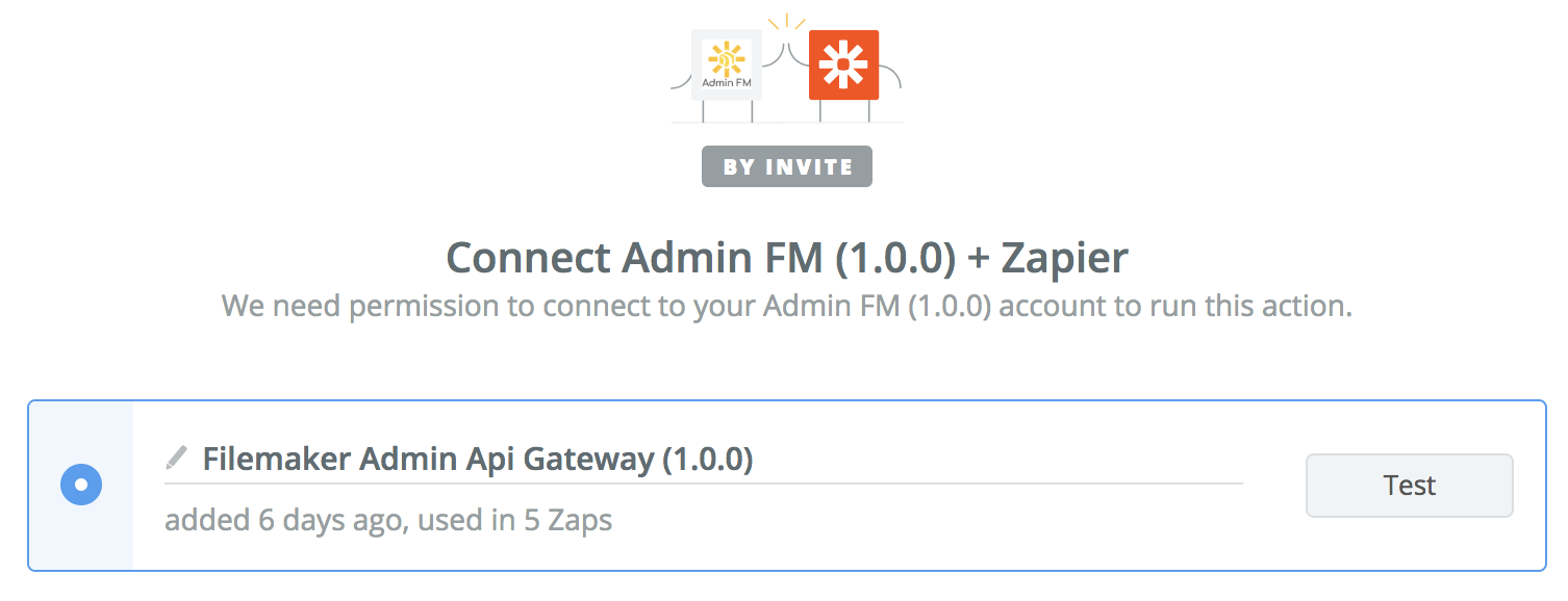 Connect Admin FM to Zapier