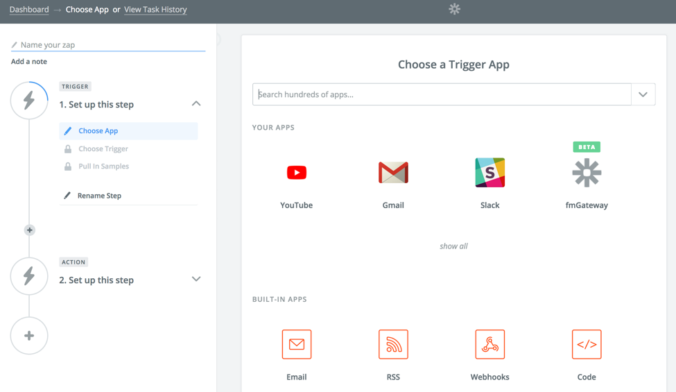 Choose a Trigger App