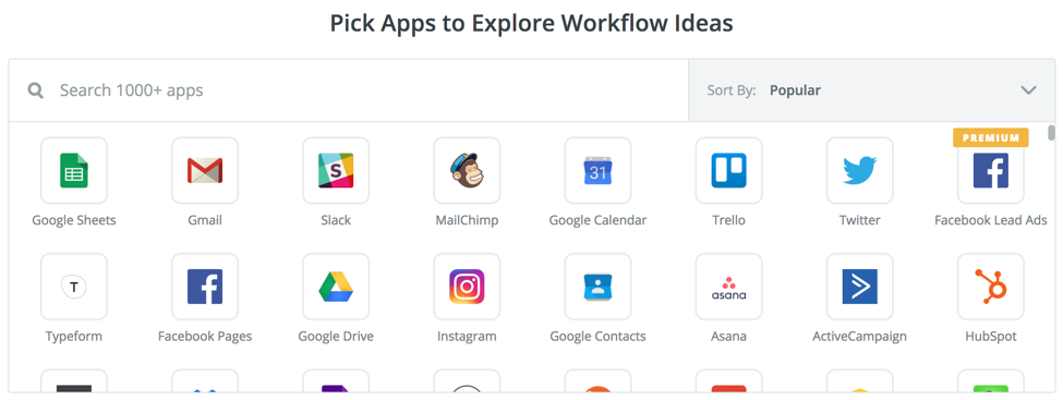 pick Apps to Explore Workflow in Zapier