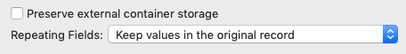 FileMaker Import - preserve external container storage