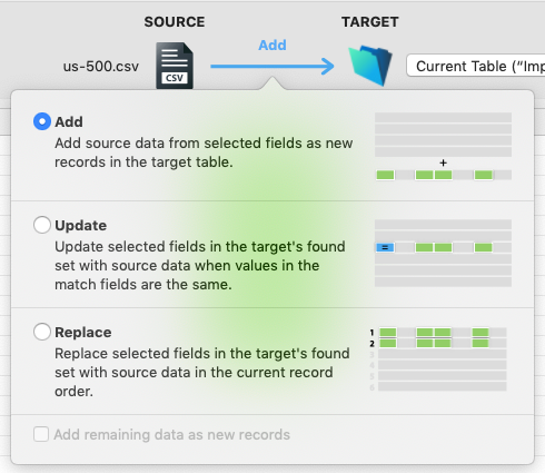 Type - add source data