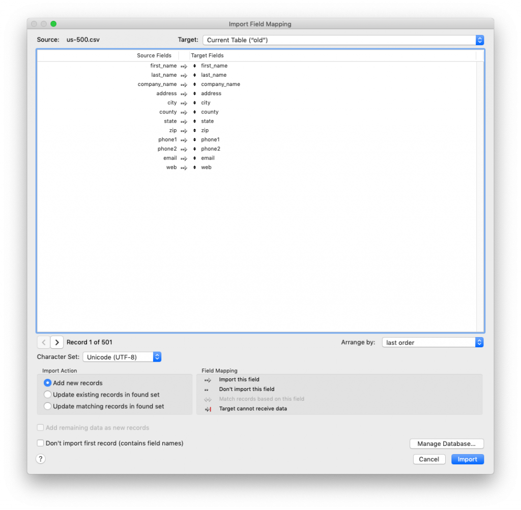 old pre-FileMaker 18 import dialog