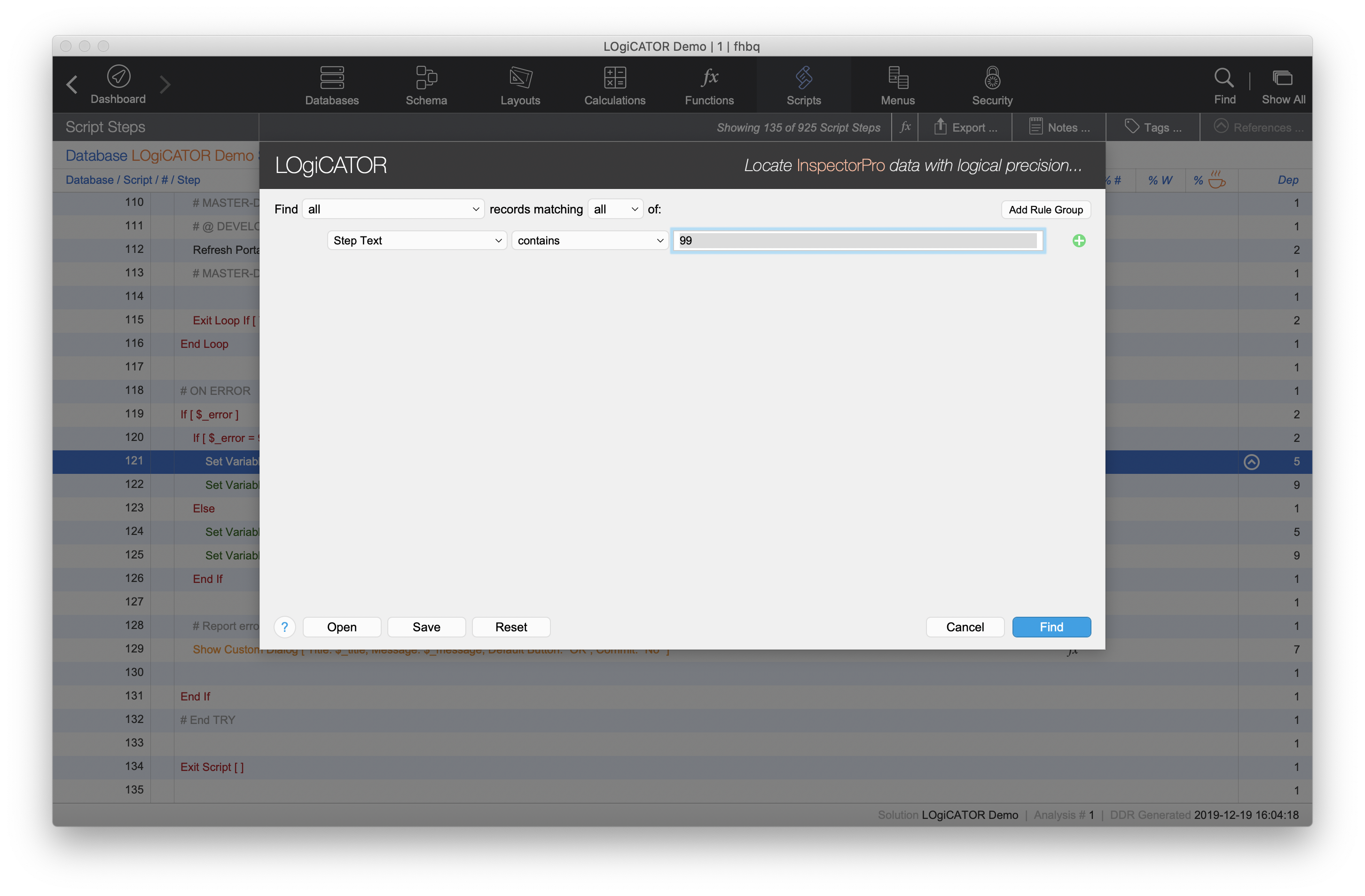 InspectorPro 7 Advanced Search