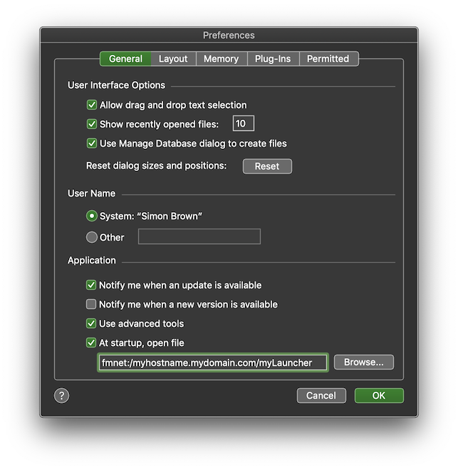 FileMaker 19 Preferences - Assisted Install