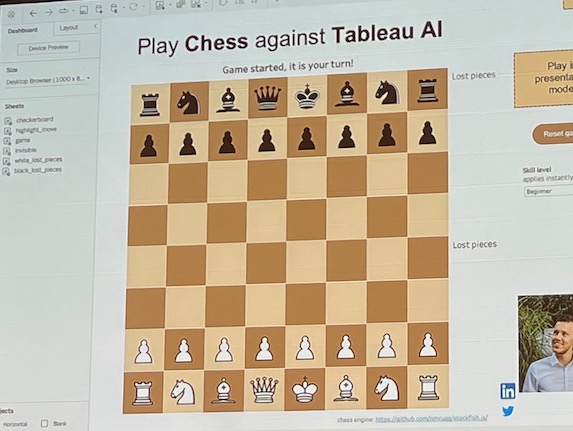 Play Chess against Tableau AI showing chessboard inside Tableau application window