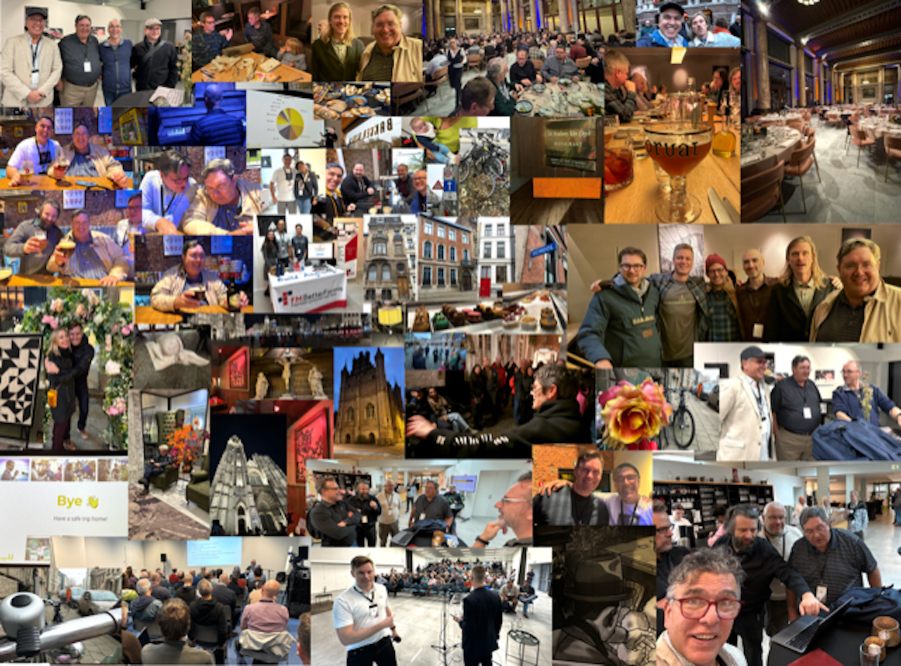 collage of group photos and audiences and sights from EngageU 2023