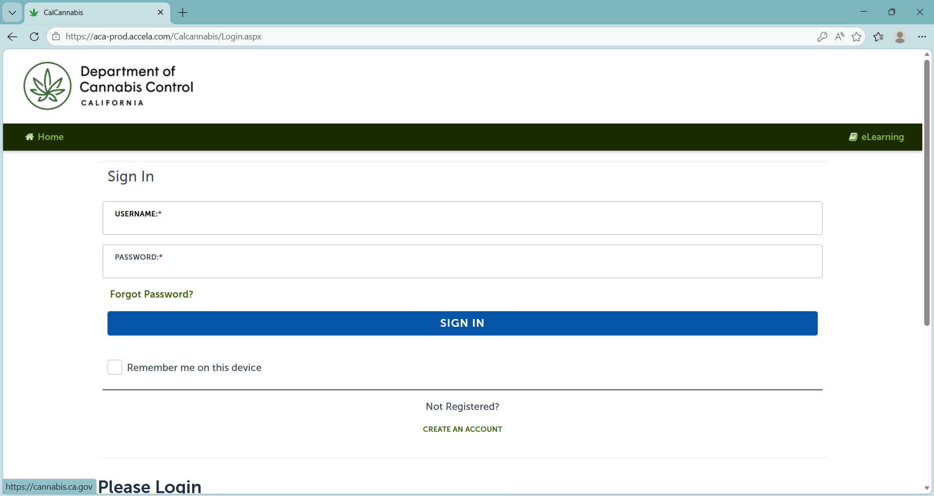Login form with Username and Password fields, Remember me on this device checkbox, and Sign in button