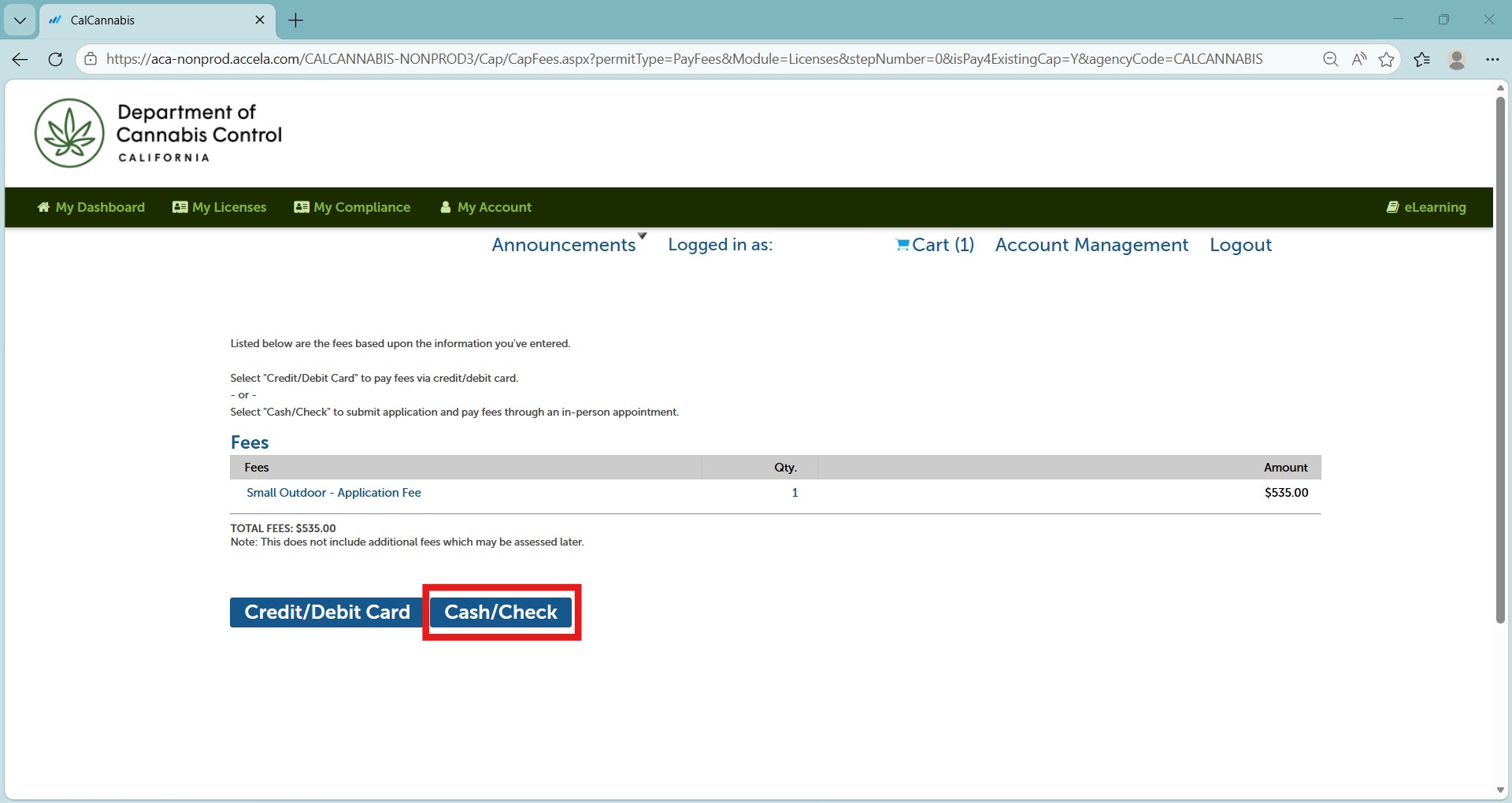 Payment Options screen with Pay with Bank Account selected and a Submit Payment button