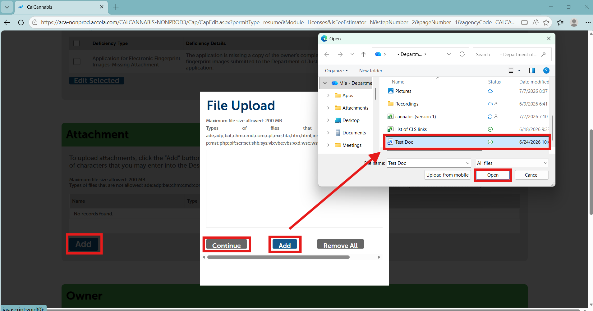 Open file dialog for selecting the Live scan application file