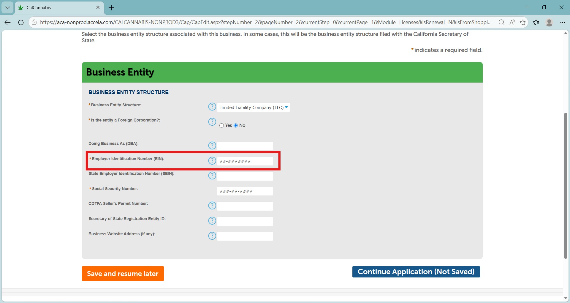 Enter Employer Identification Number (EIN)