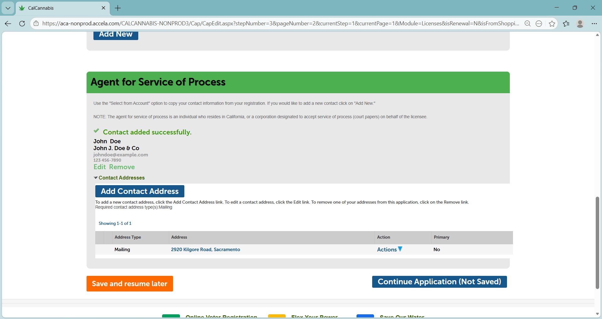 Confirmation of added contact