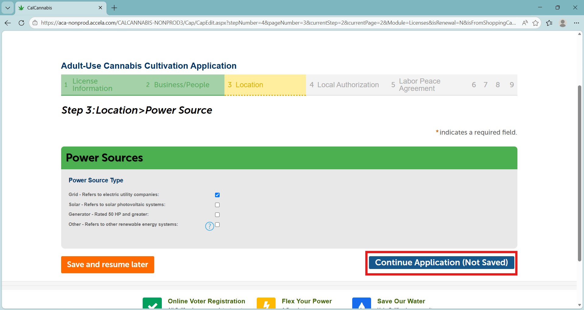Select power source type