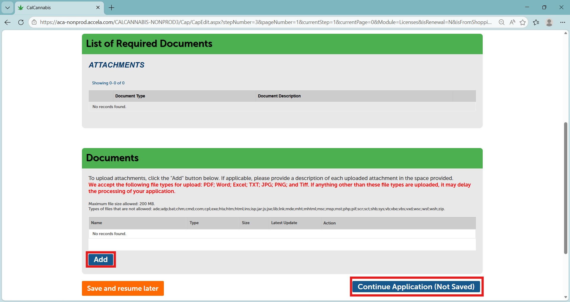 File Upload dialog for adding required documents