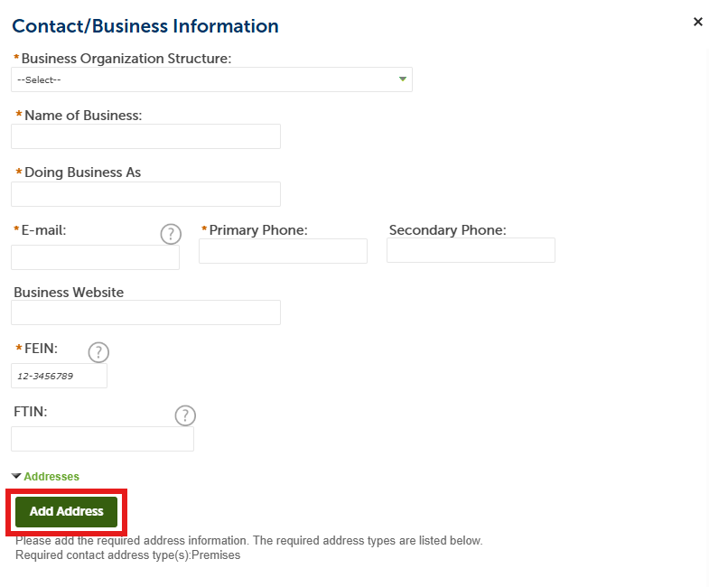 Add business information in the pop-up window