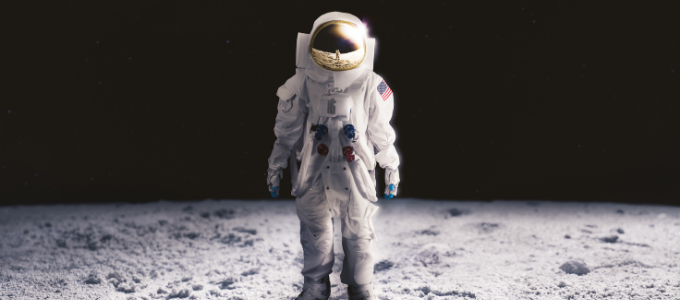 high astronaut on moon