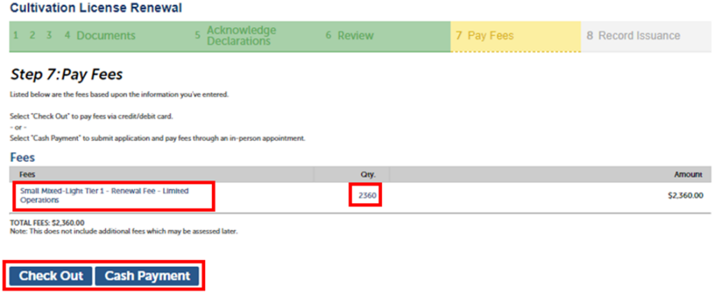 View of new fee amount