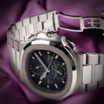 Patek Philippe Nautilus 5990/1A-011 Travel Time Flyback Chronograph Steel Blue Dial - Image 4