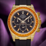 Rolex Daytona 116588SACO Orange Sapphire Bezel Black Diamond Dial