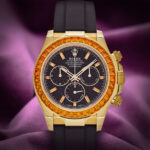 Rolex Daytona 116588SACO Orange Sapphire Bezel Black Diamond Dial - Image 2