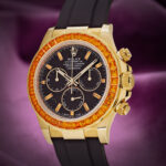 Rolex Daytona 116588SACO Orange Sapphire Bezel Black Diamond Dial - Image 4
