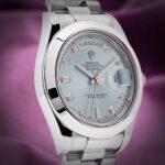 Rolex Day-Date II 218206 President 40mm Platinum Blue Diamond Dial - Image 4