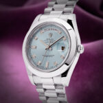 Rolex Day-Date II 218206 President 40mm Platinum Blue Diamond Dial - Image 5