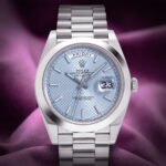 Rolex Day-Date 40 228206 President 40MM Platinum Ice Blue Diagonal Motif Dial - Image 2