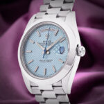 Rolex Day-Date 40 228206 President 40MM Platinum Ice Blue Diagonal Motif Dial - Image 4