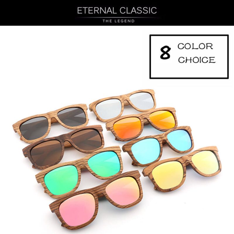 Classic Handmade Wood Grain Sunglasses Polarized Lenses for Women Men BA78