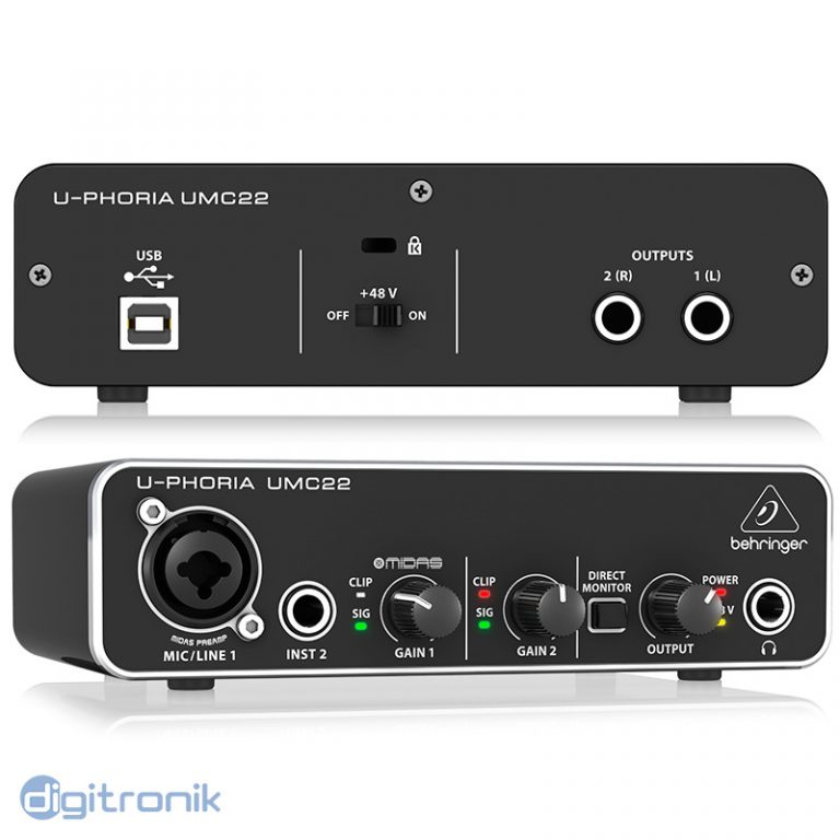 Interface de audio 2X2 48khz midi/USB Behringer UMC22 | DIGItronik