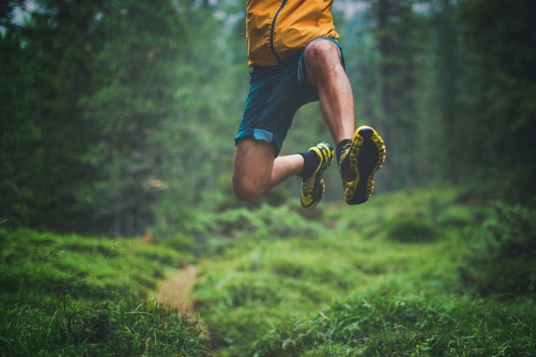 Trail running big jump picture id485902386