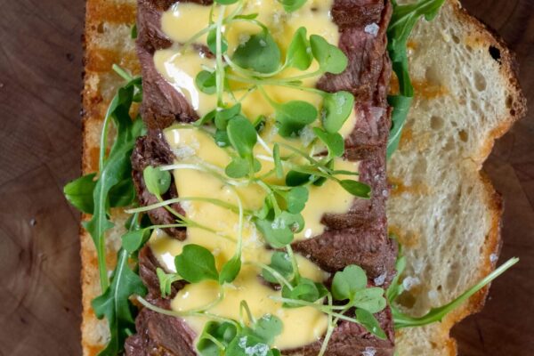 Steak Toast with Super Fast Hollandaise