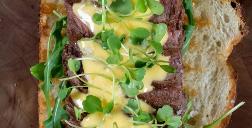 Steak Toast with Super Fast Hollandaise