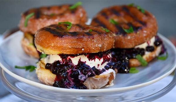 Grilled Doughnut Ice Cream Sandwiches