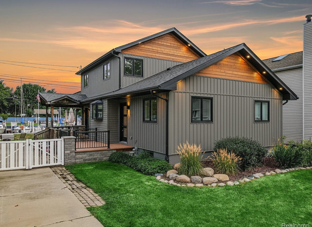 After - exterior transformation: Design type: exterior. Style Ref: None. Instructions: change exterior to look more current
