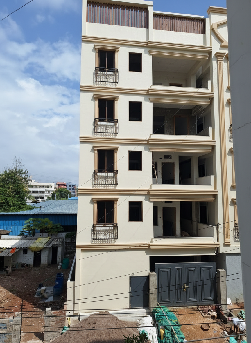 After - exterior transformation: Design type: exterior. Style Ref: None. Instructions: Add classic and elegant color combinations to the building and add some design