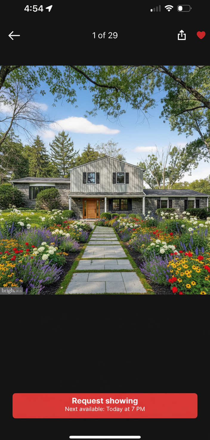 After - exterior transformation: Design type: exterior. Style Ref: None. Instructions: Modernize the outside, add flower beds