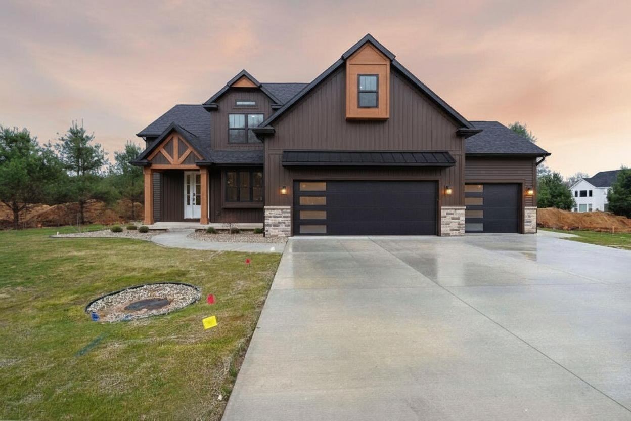 After - exterior transformation: Design type: exterior. Style Ref: https://base44.app/api/apps/68a6b71b9e6d8b9bb330a7ee/files/public/68a6b71b9e6d8b9bb330a7ee/6fd6042ca_20250830004439666037000000-o.jpg. Instructions: Can you change the exterior colors of this home to be the same colors as the style image