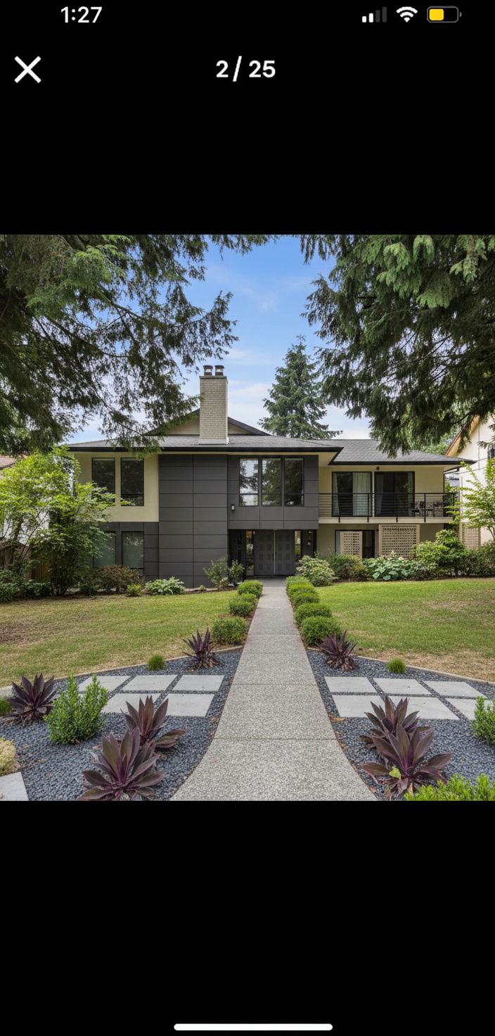 After - exterior transformation: Design type: exterior. Style Ref: None. Instructions: Change to modern style with not too much adjustment