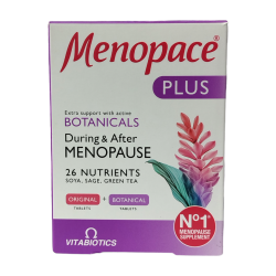 Vitabiotics menopace plus women's menopause support supplement with botanical extracts, soya & green