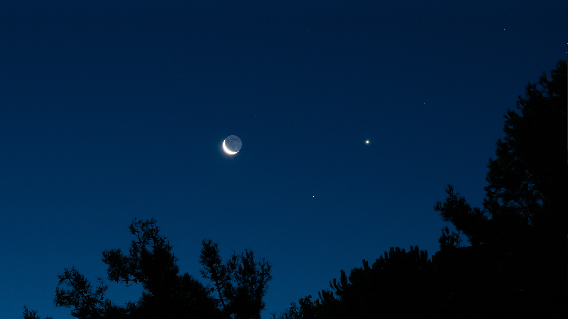 Photo of crescent moon conjunct venus