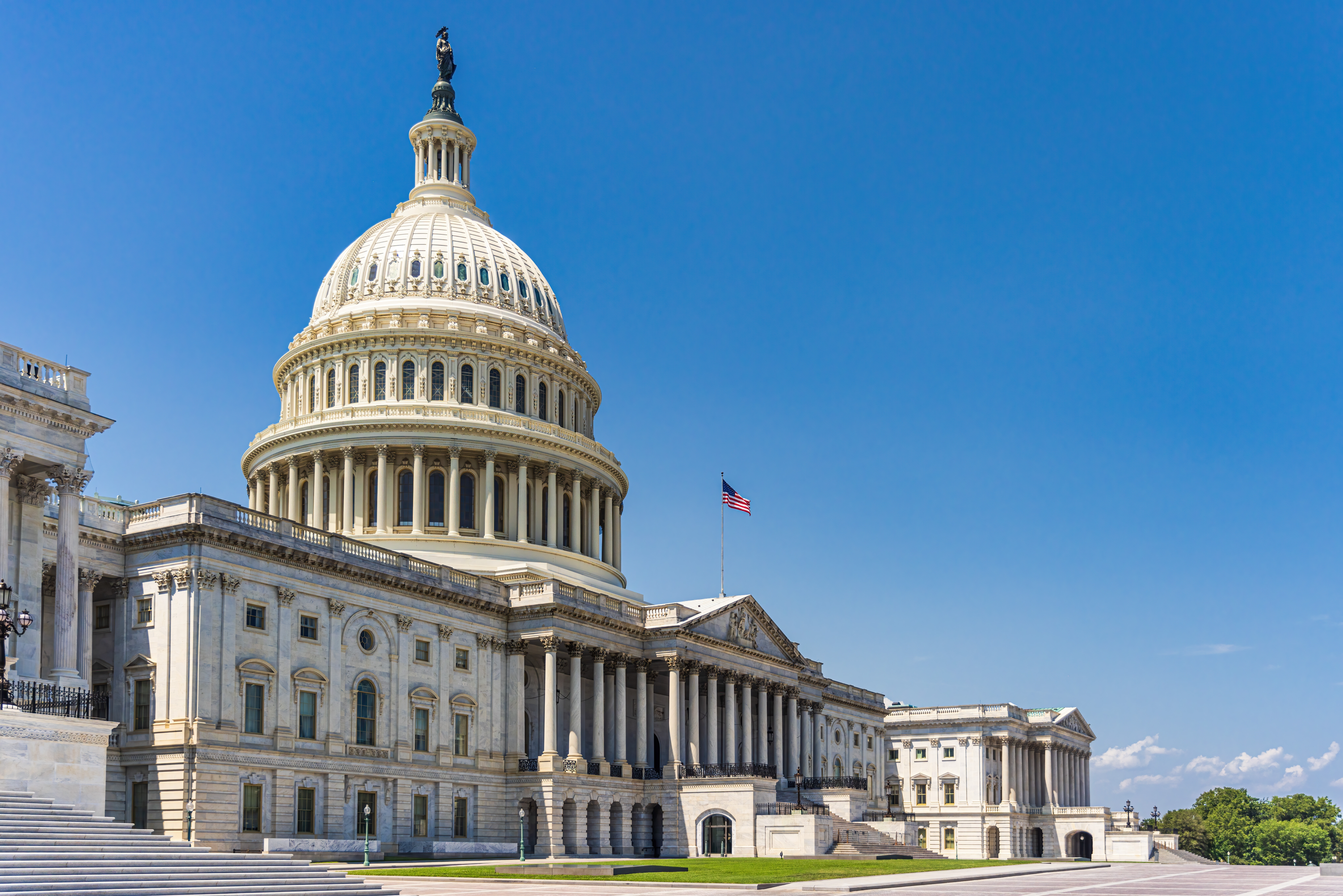 United States Capitol Building on a clear day.