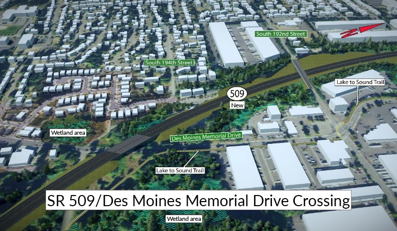 Phối cảnh giao cắt SR 509/Des Moines Memorial Drive