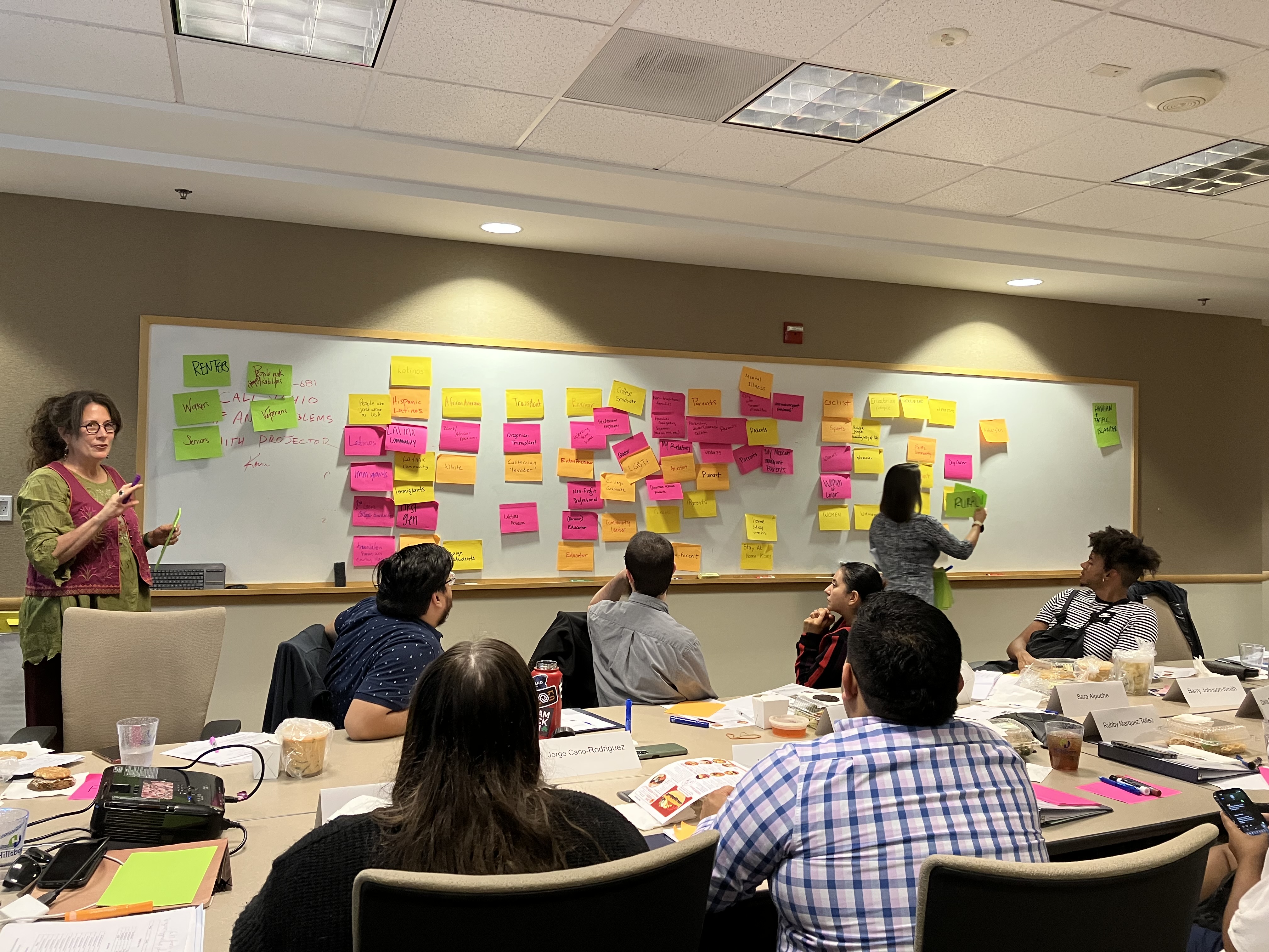 Civic Leadership Academy members brainstorm with post-its at a Workshop
