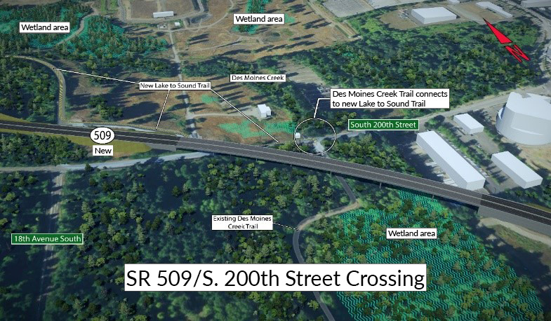 Render del cruce SR 509/South 200th Street