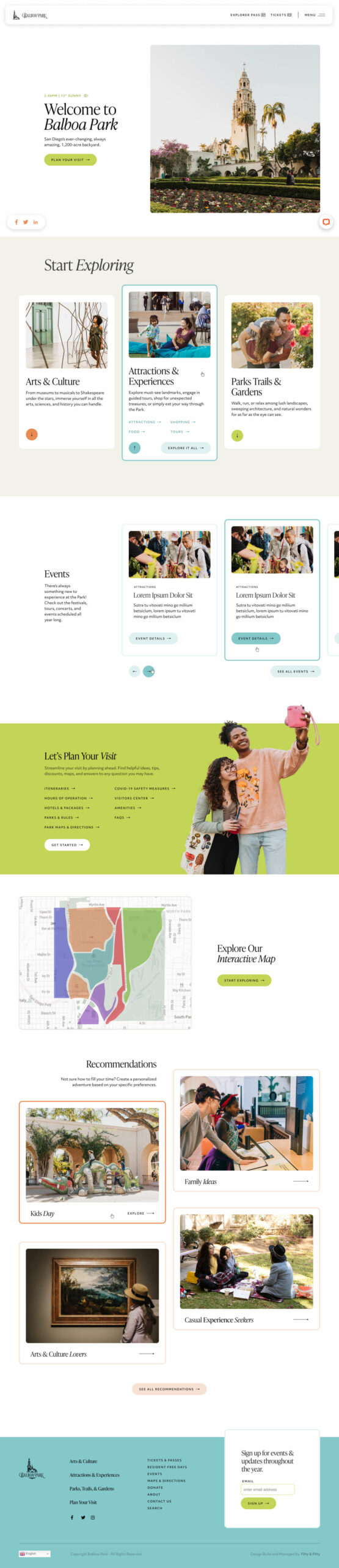 Balboa Park Homepage Redesign