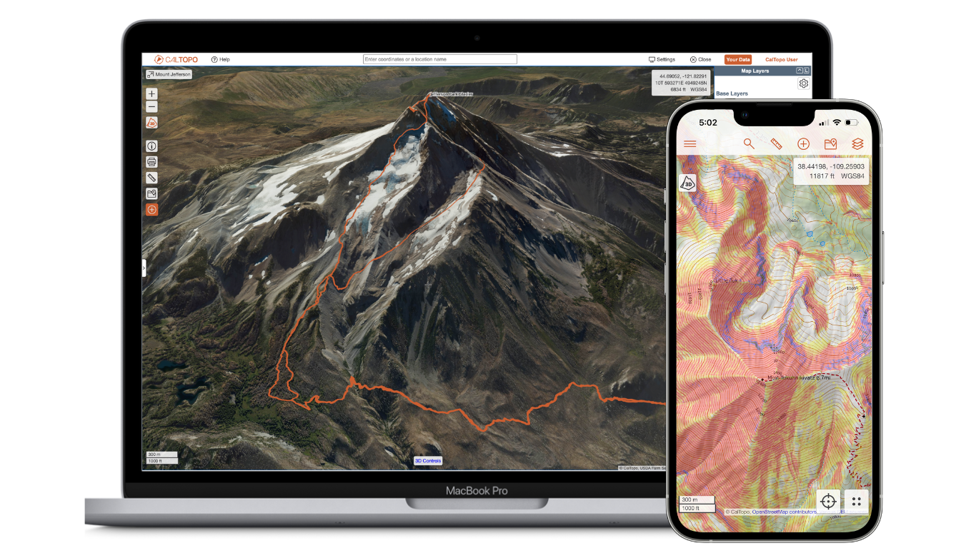 CalTopo on desktop and mobile