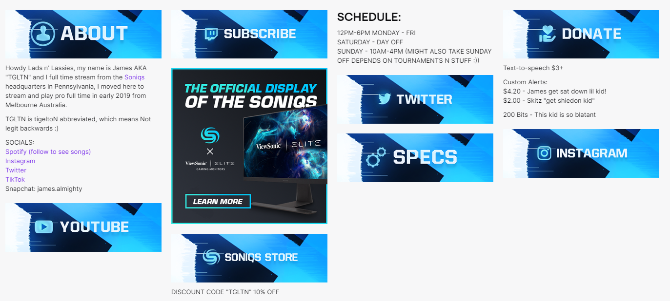 customizable twitch panels