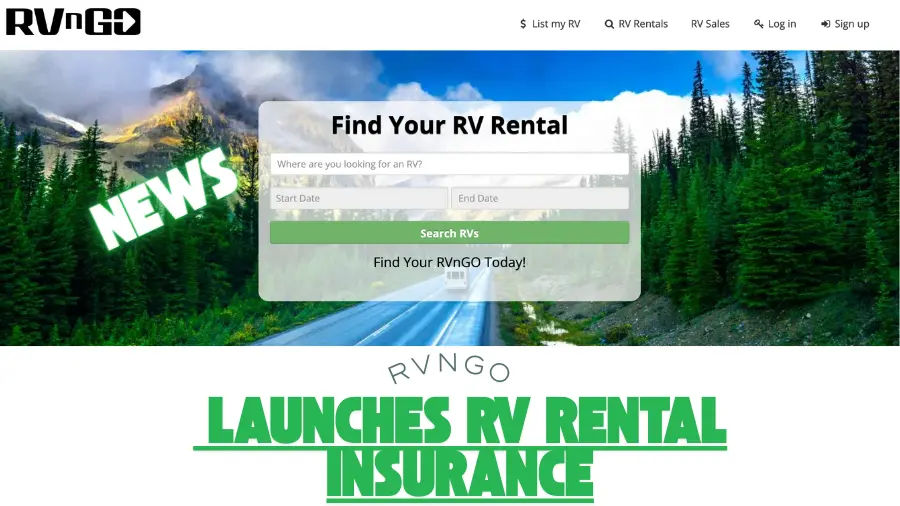 rv landing page hero with news sign